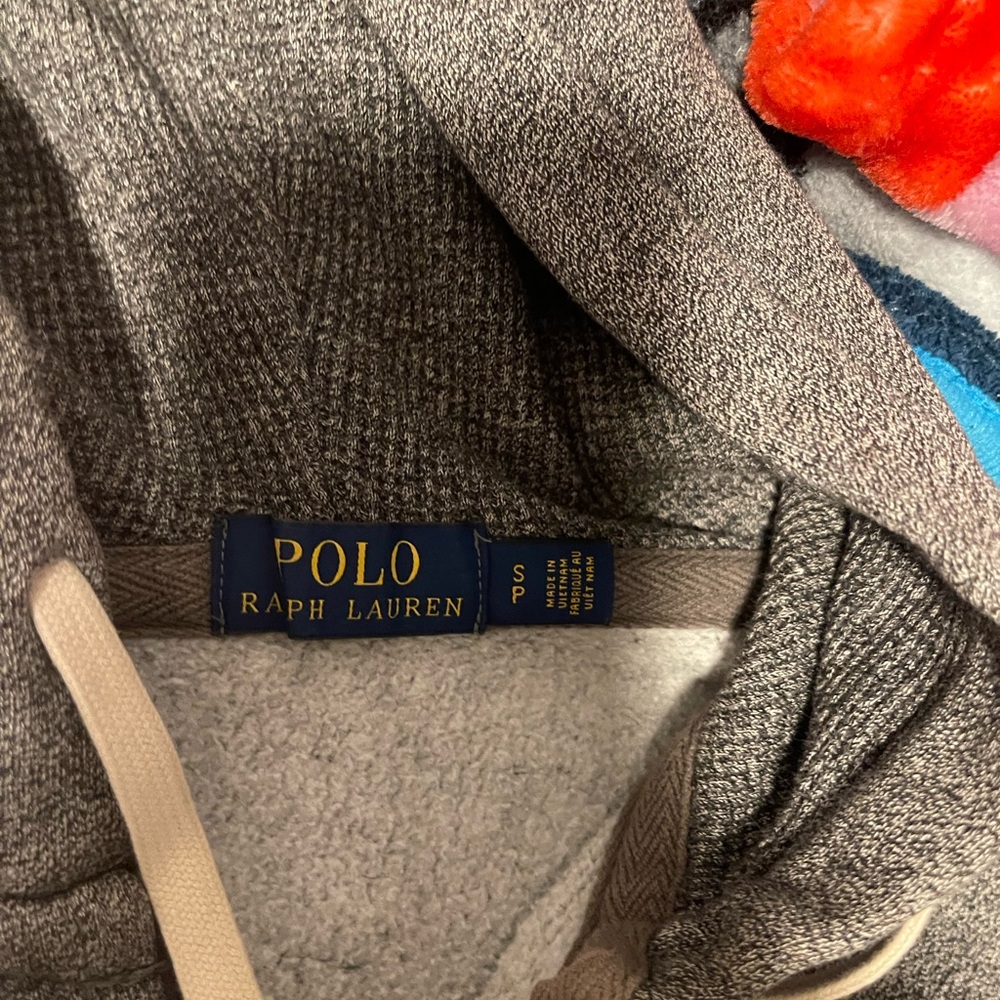 Polo by Ralph Lauren Gray Hooded Sweatshirt with Cream Drawstrings